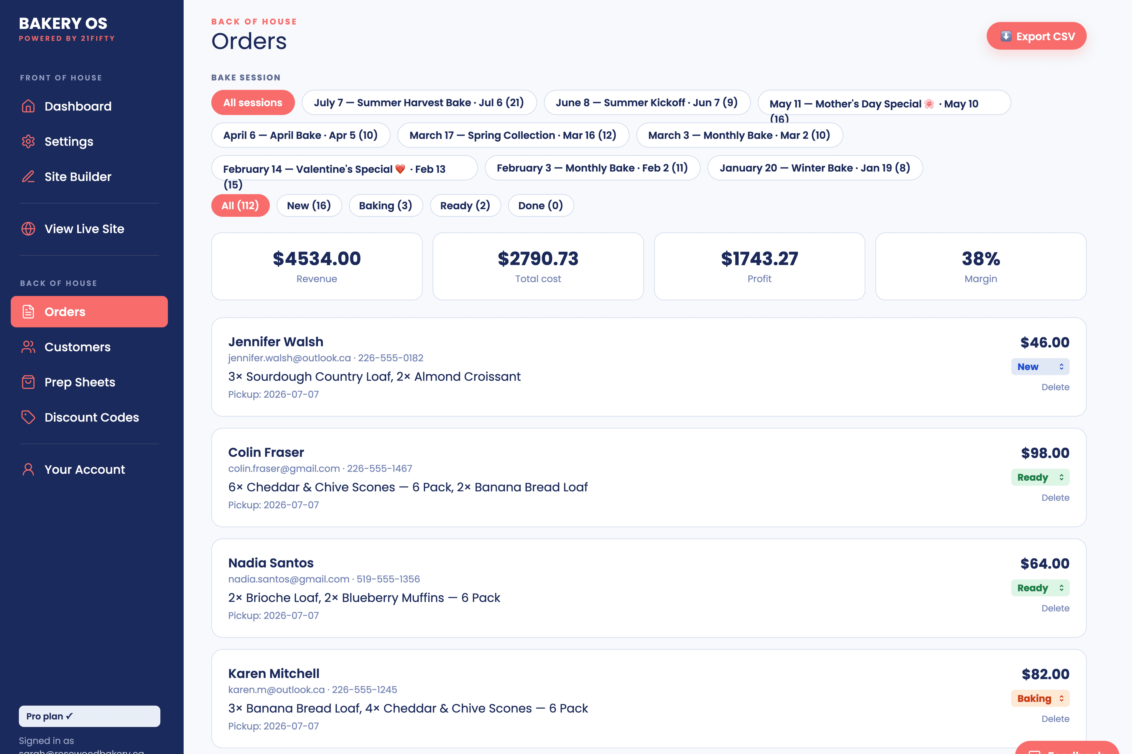 Orders come in already organized